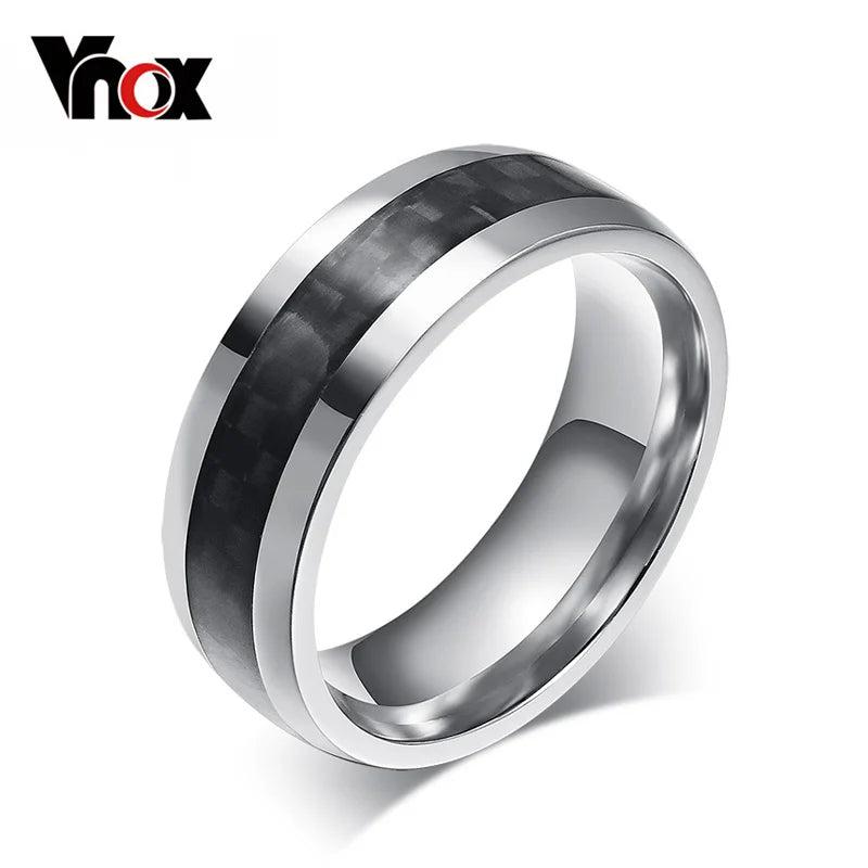 Men's Stainless Steel Ring Carbon Fiber Jewelry