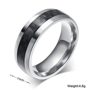 Men's Stainless Steel Ring Carbon Fiber Jewelry