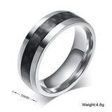 Men's Stainless Steel Ring Carbon Fiber Jewelry