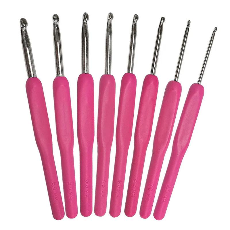 8pc Crochet Tool Set Soft Handle Aluminum DIY Multifunction
