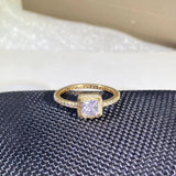 18K Princess Square Diamond Couple Ring Zircon Silver-Plated