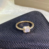 18K Princess Square Diamond Couple Ring Zircon Silver-Plated