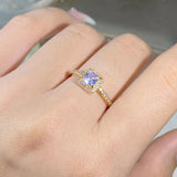 18K Princess Square Diamond Couple Ring Zircon Silver-Plated