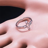Christian Cross Stainless Steel Ring Silver Religion Jesus Adjustable Rings