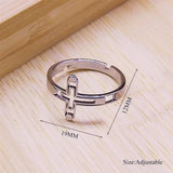 Christian Cross Stainless Steel Ring Silver Religion Jesus Adjustable Rings