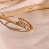 Double Layer Rhinestone Filled Resizable Rings for Women