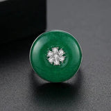 Vintage Circular Ring with CZ Green Main Stone
