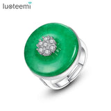 Vintage Circular Ring with CZ Green Main Stone