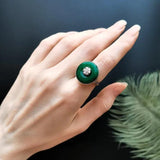 Vintage Circular Ring with CZ Green Main Stone