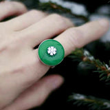 Vintage Circular Ring with CZ Green Main Stone