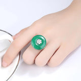 Vintage Circular Ring with CZ Green Main Stone