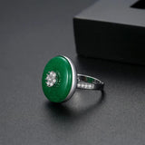 Vintage Circular Ring with CZ Green Main Stone