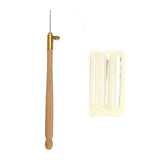 Wooden Handle Tambour Hook 3 Needle Embroidery Beading Crochet Tool