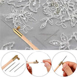 Wooden Handle Tambour Hook 3 Needle Embroidery Beading Crochet Tool