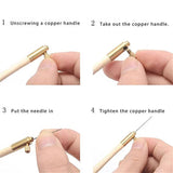 Wooden Handle Tambour Hook 3 Needle Embroidery Beading Crochet Tool