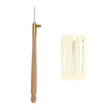 Wooden Handle Tambour Hook 3 Needle Embroidery Beading Crochet Tool