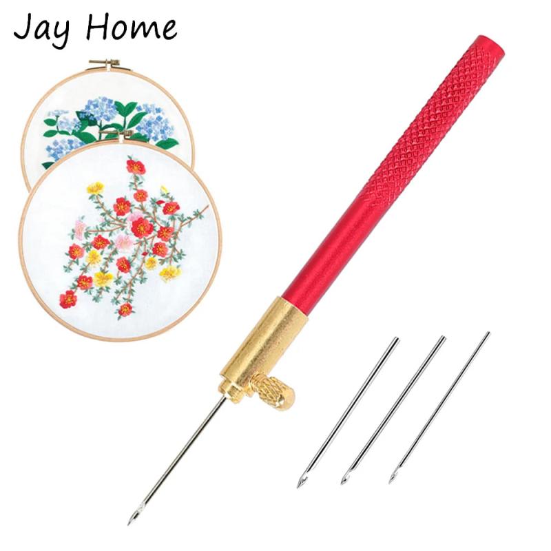 Tambour Crochet Hook with 3 Needles Set Embroidery Beading Needle Tools