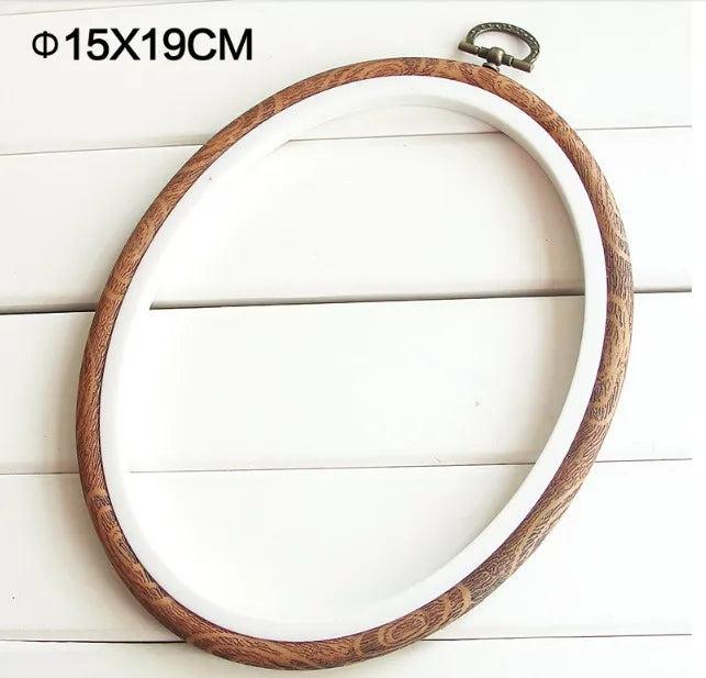 Wood Grain Plastic Hoop for Cross Stitch Embroidery Handcraft DIY Needlework