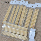 55pcs Bamboo Knitting Needles Wood Crochet Hooks DIY Craft Set