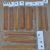 55pcs Bamboo Knitting Needles Wood Crochet Hooks DIY Craft Set