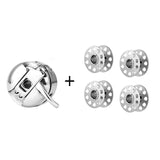 4Pcs Metal Sewing Machine Bobbins & 1Pc Bobbin Case for DIY Sewing Supplies