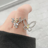 Adjustable Butterfly Big Ring Silvery Jewelry Women's Punk Accessory