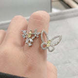 Adjustable Butterfly Big Ring Silvery Jewelry Women's Punk Accessory