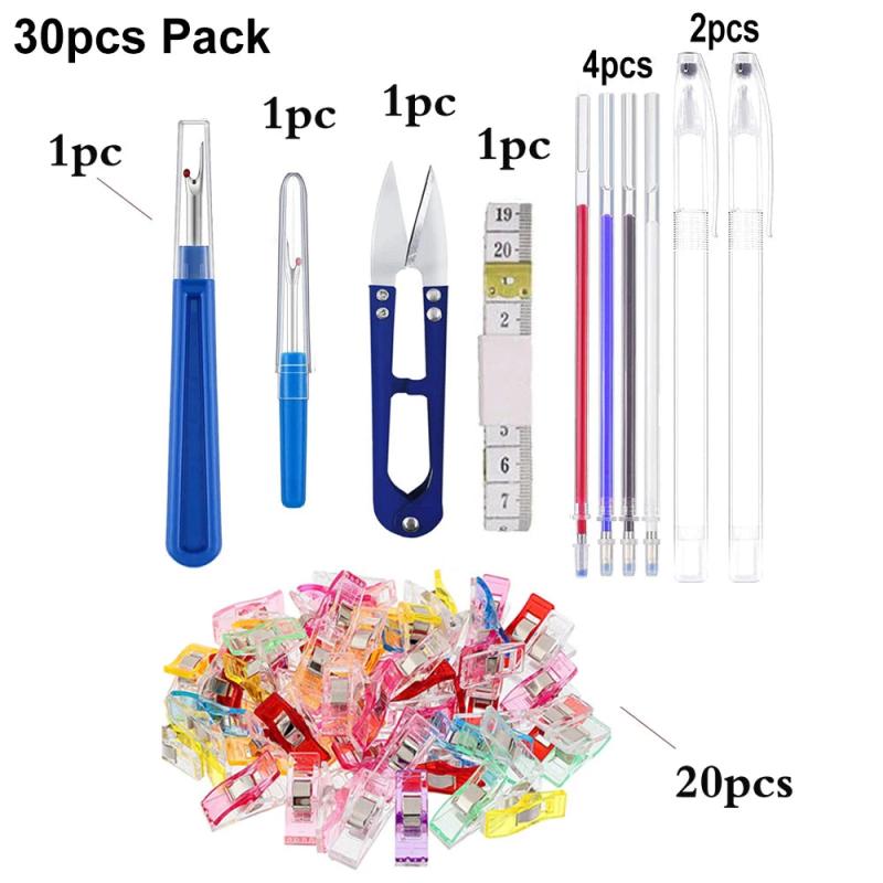 30pcs Sewing Accessories Set Quilting Clips Seam Rippers Fabric Marking Pen