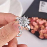 Sunflower Silvery Rings Hanging Butterfly Accessories Unique Jewelry For Women