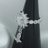 Sunflower Silvery Rings Hanging Butterfly Accessories Unique Jewelry For Women
