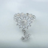 Sunflower Silvery Rings Hanging Butterfly Accessories Unique Jewelry For Women