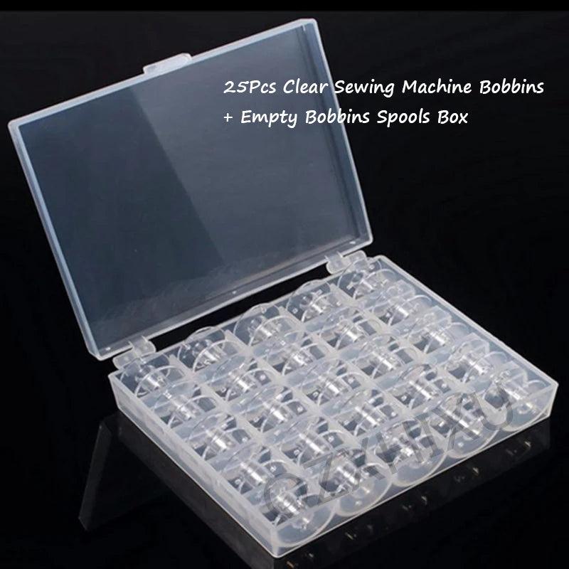 25Pcs Clear Sewing Machine Bobbins Spools Storage Box DIY Home Sewing Tools