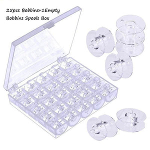 25Pcs Clear Sewing Machine Bobbins Spools Storage Box DIY Home Sewing Tools
