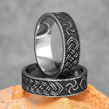 Vintage Stainless Steel Mens Narrow Ring Retro Pattern Rock Punk