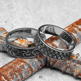 Vintage Stainless Steel Mens Narrow Ring Retro Pattern Rock Punk