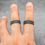 Vintage Stainless Steel Mens Narrow Ring Retro Pattern Rock Punk
