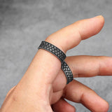 Vintage Stainless Steel Mens Narrow Ring Retro Pattern Rock Punk
