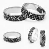 Vintage Stainless Steel Mens Narrow Ring Retro Pattern Rock Punk