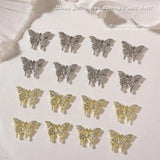 5Pcs Butterfly 3D Nail Art Charm Gold/Silver Zircon DIY Decoration