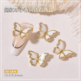 5Pcs Butterfly 3D Nail Art Charm Gold/Silver Zircon DIY Decoration