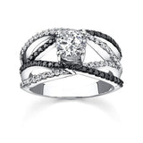 Silver Zircon Line Women's Ring Engagement Wedding Statement Boutique Jewelry