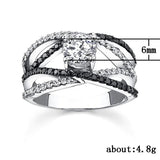 Silver Zircon Line Women's Ring Engagement Wedding Statement Boutique Jewelry