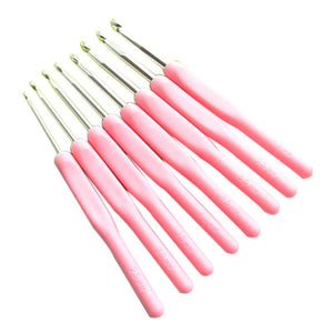 8pc Soft Handle Aluminum Crochet Hook Set DIY Knitting Tool