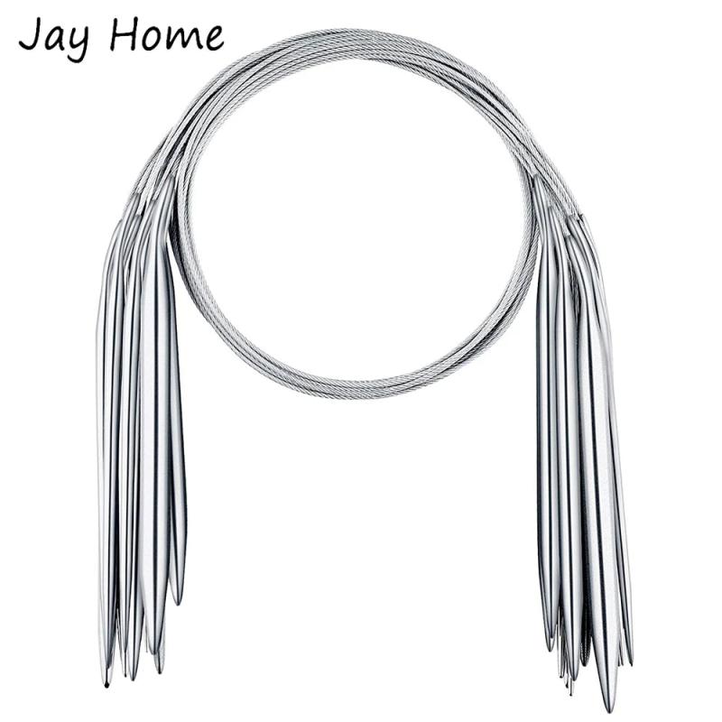 6Pcs Stainless Steel Circular Knitting Needles Set 32-Inch Crochet Yarn Weaving