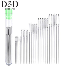 25 Large Eye Stitching Needles in Clear Storage Tube Sewing Tool