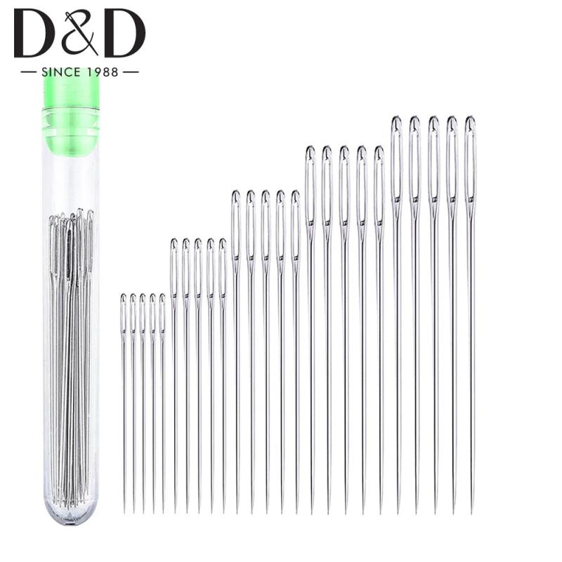 25 Large Eye Stitching Needles in Clear Storage Tube Sewing Tool