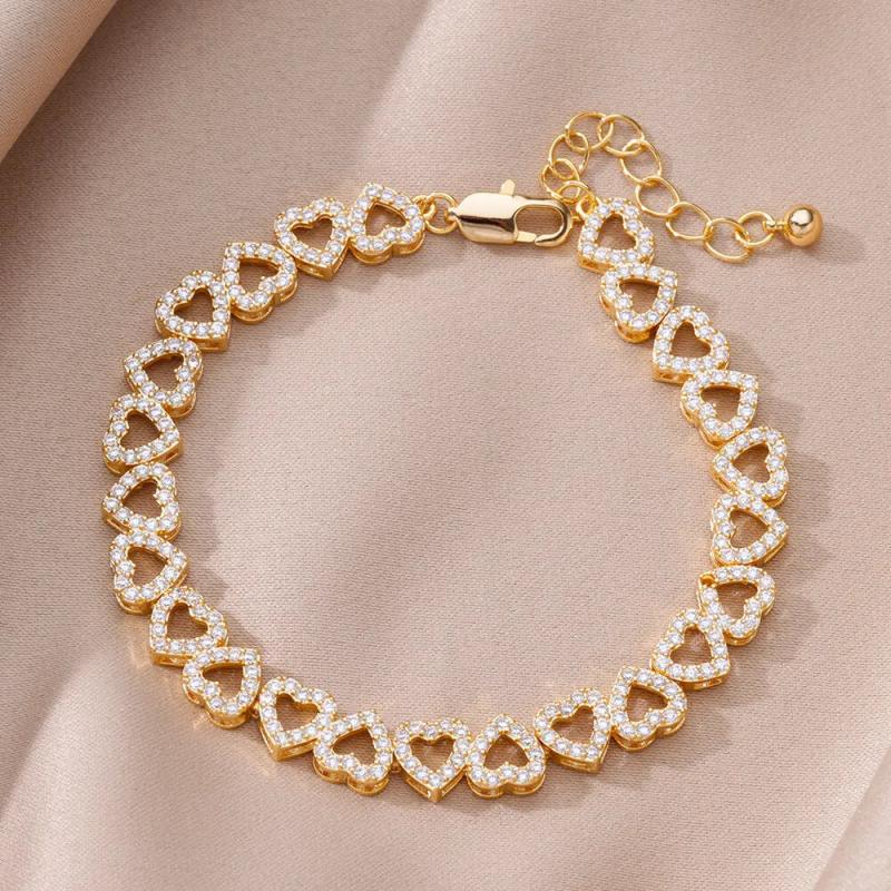 Hip Hop Zircon Heart Bracelet Y2K Jewelry Christmas