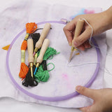 Adjustable Punch Needle Embroidery Pen Cross Stitch Sewing Wood Handle