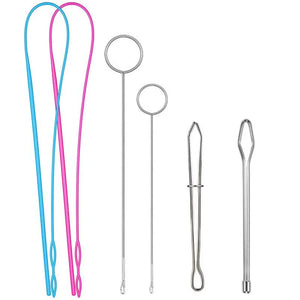 6 PCS Sewing Loop Kit Drawstring Threader Tools Set Metal Tweezers DIY Knitting