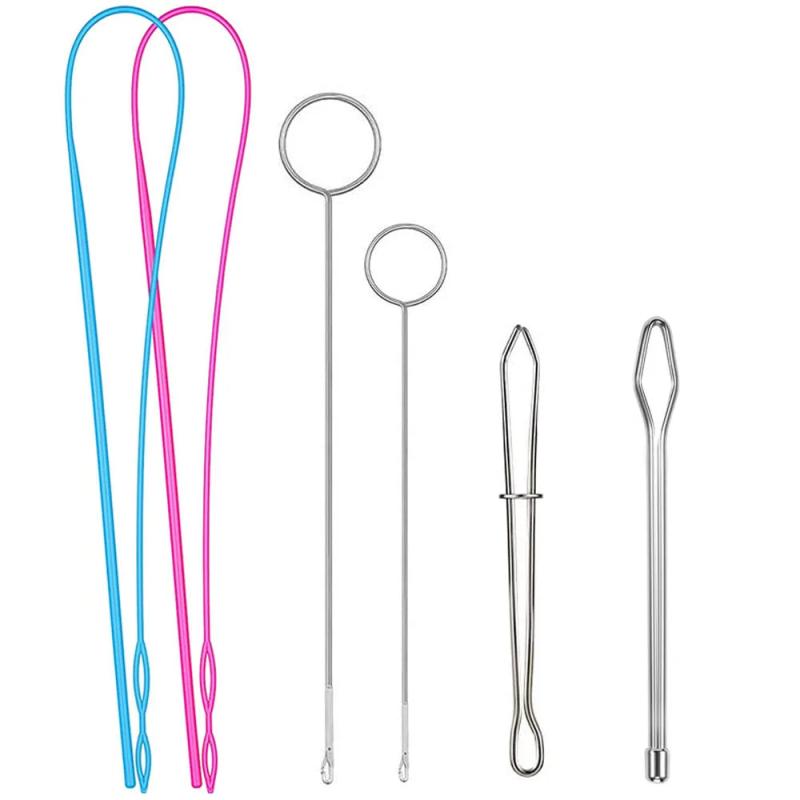6 PCS Sewing Loop Kit Drawstring Threader Tools Set Metal Tweezers DIY Knitting